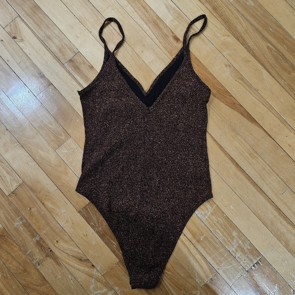 Topshop Copper Glitter Bodysuit - Picture 2 of 5
